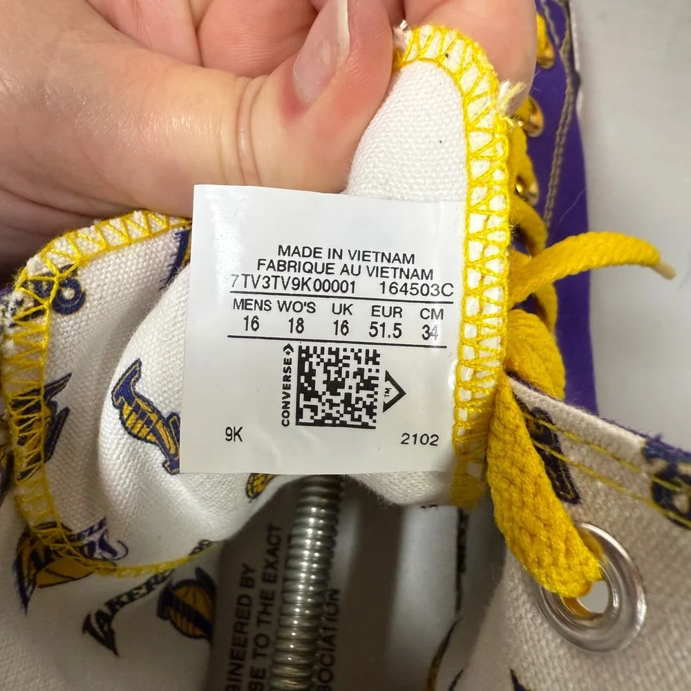 Converse Chuck Taylor All Star High Top LA Lakers Basketball Shoes Men's Size 16